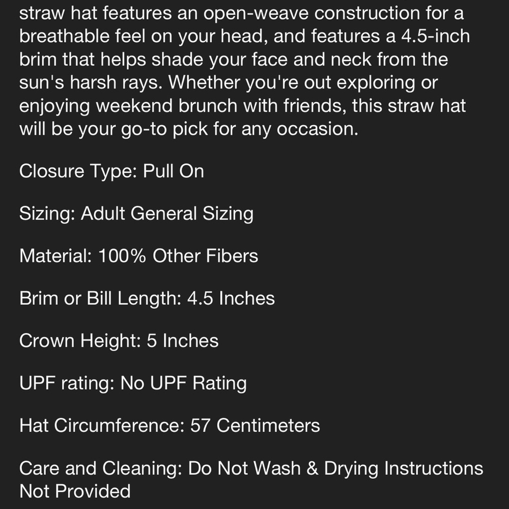 NWT universal thread round adjustable straw hat - Picture 6 of 6